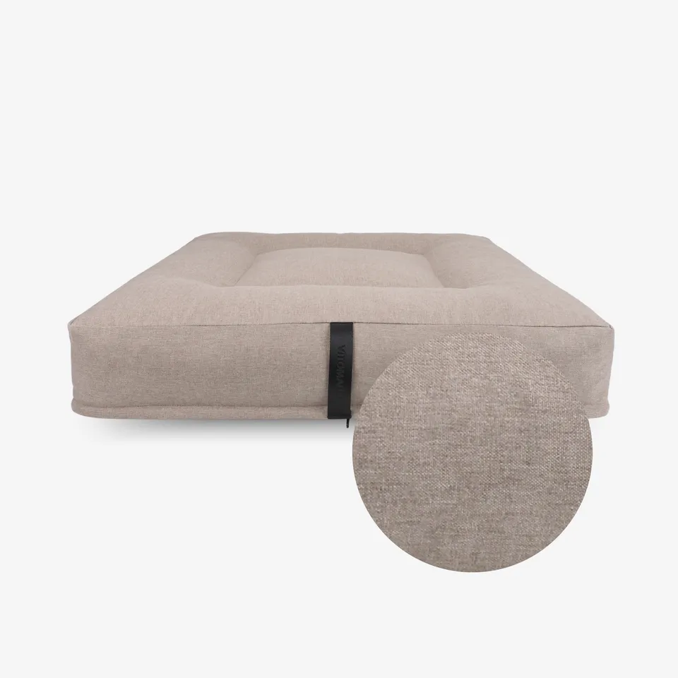 vitomalia-cover-quadratisches-hundekissen-repet-linen-taupe-wechselbezug image 1