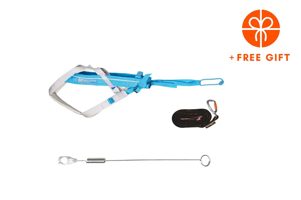 non-stop-dogwear-biking-kit-blue-gray-freemotion-harness-5-0-bungee-leine-2-8-m image 1