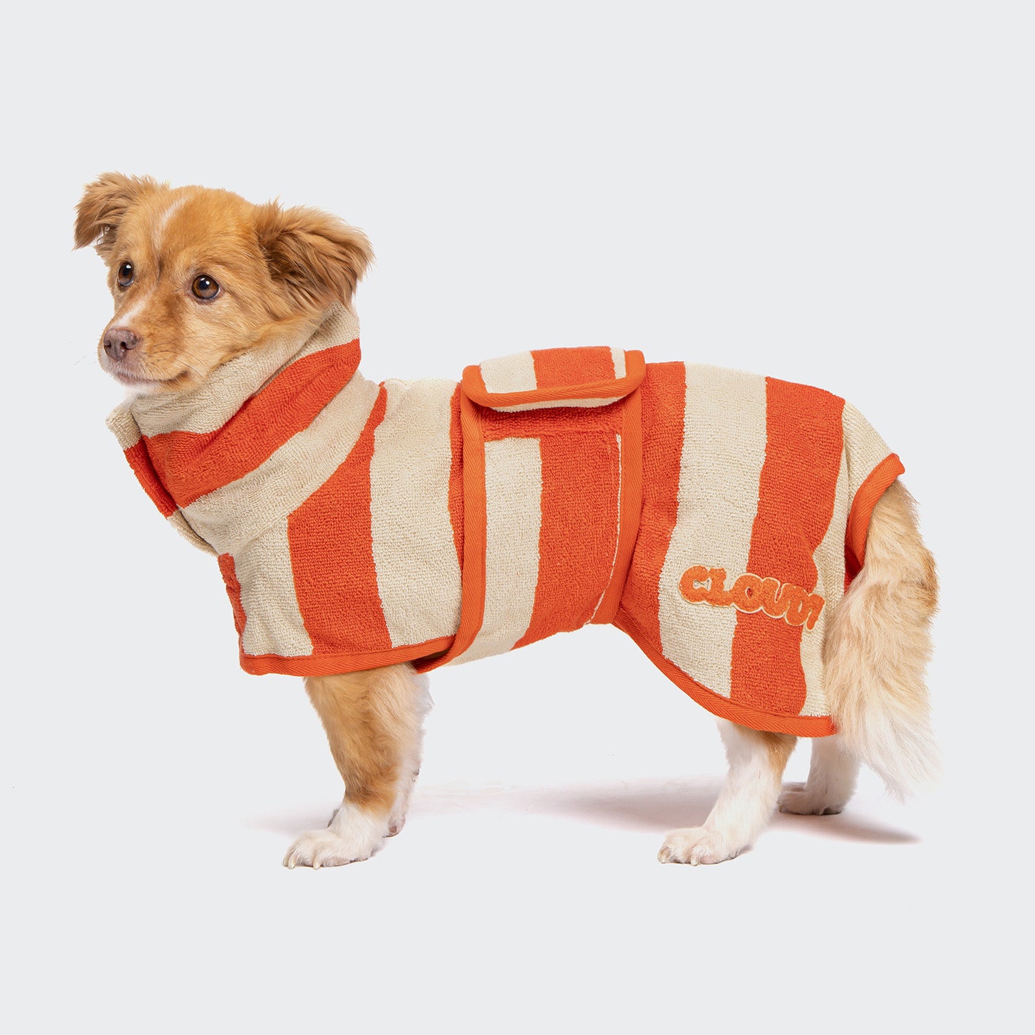 cloud7-hundebademantel-wannsee-stripes-beige-orange image 3