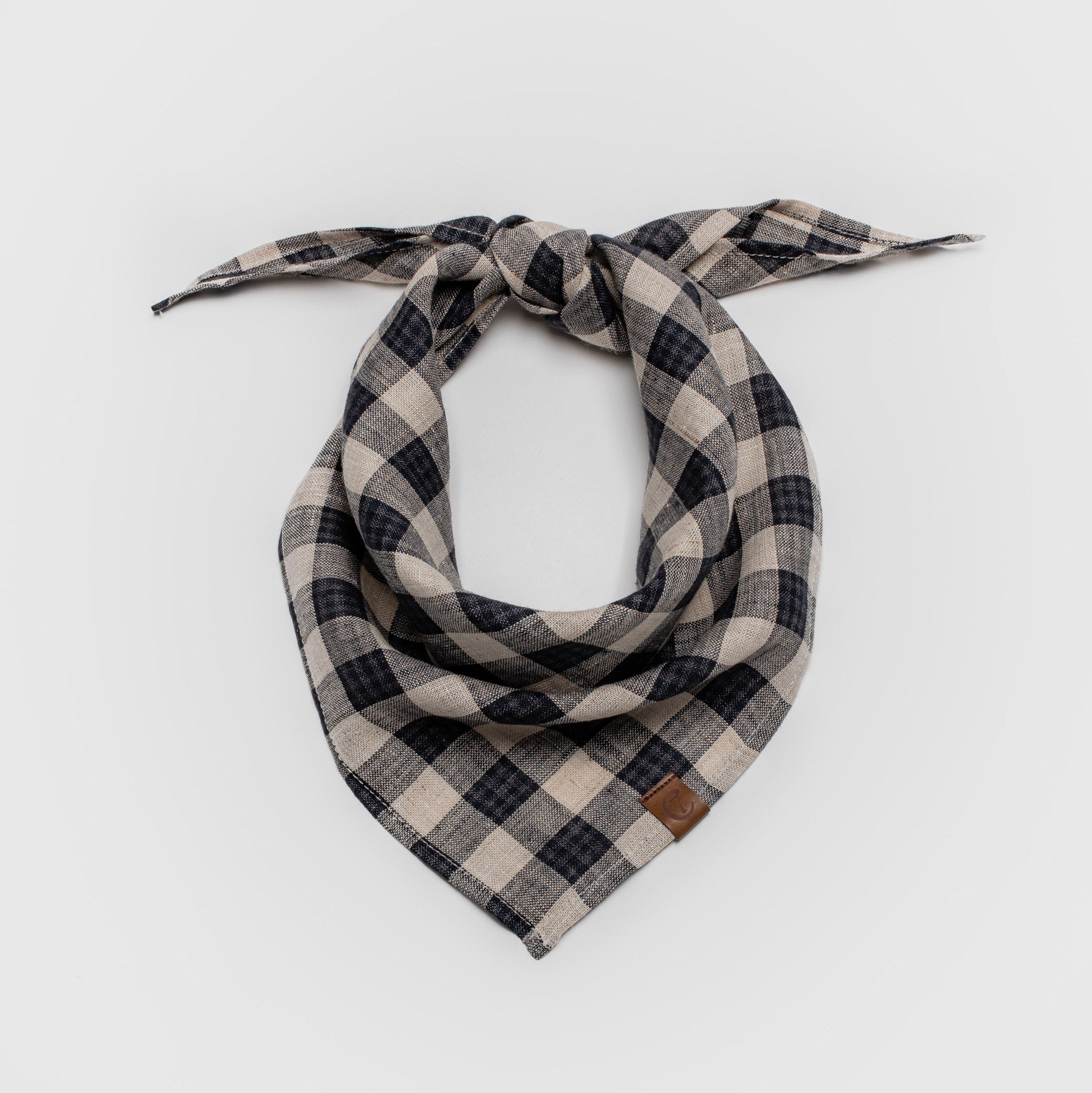 cloud7-hundehalstuch-bandana-check-dark-blue-beige image 2