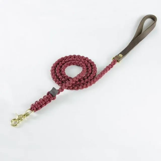 molly-and-stitch-touch-of-leather-hundeleine-redwine image 1