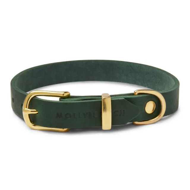 molly-and-stitch-butter-leather-hundehalsband-forest-green image 1