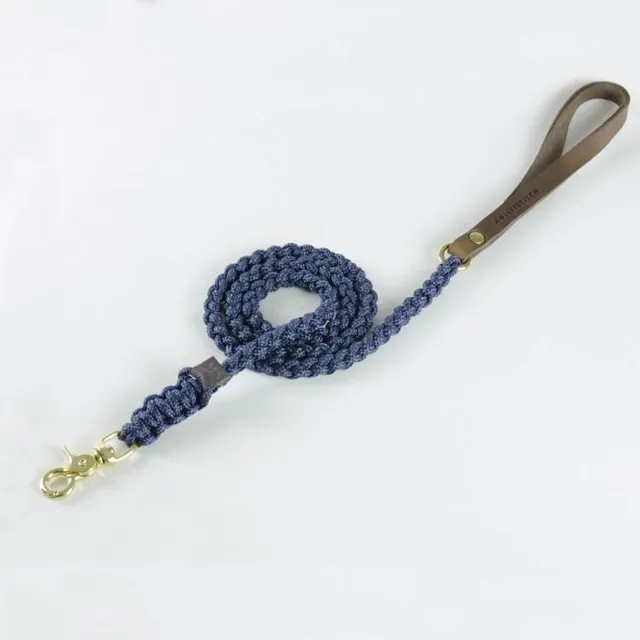 molly-and-stitch-touch-of-leather-hundeleine-navy image 1