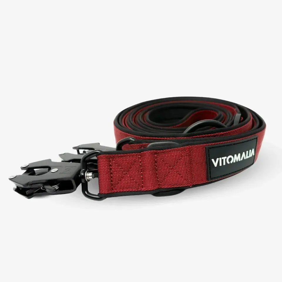 vitomalia-extreme-edition-verstellbare-hundeleine-2-2m-bordeaux-mit-froschkarabi image 1