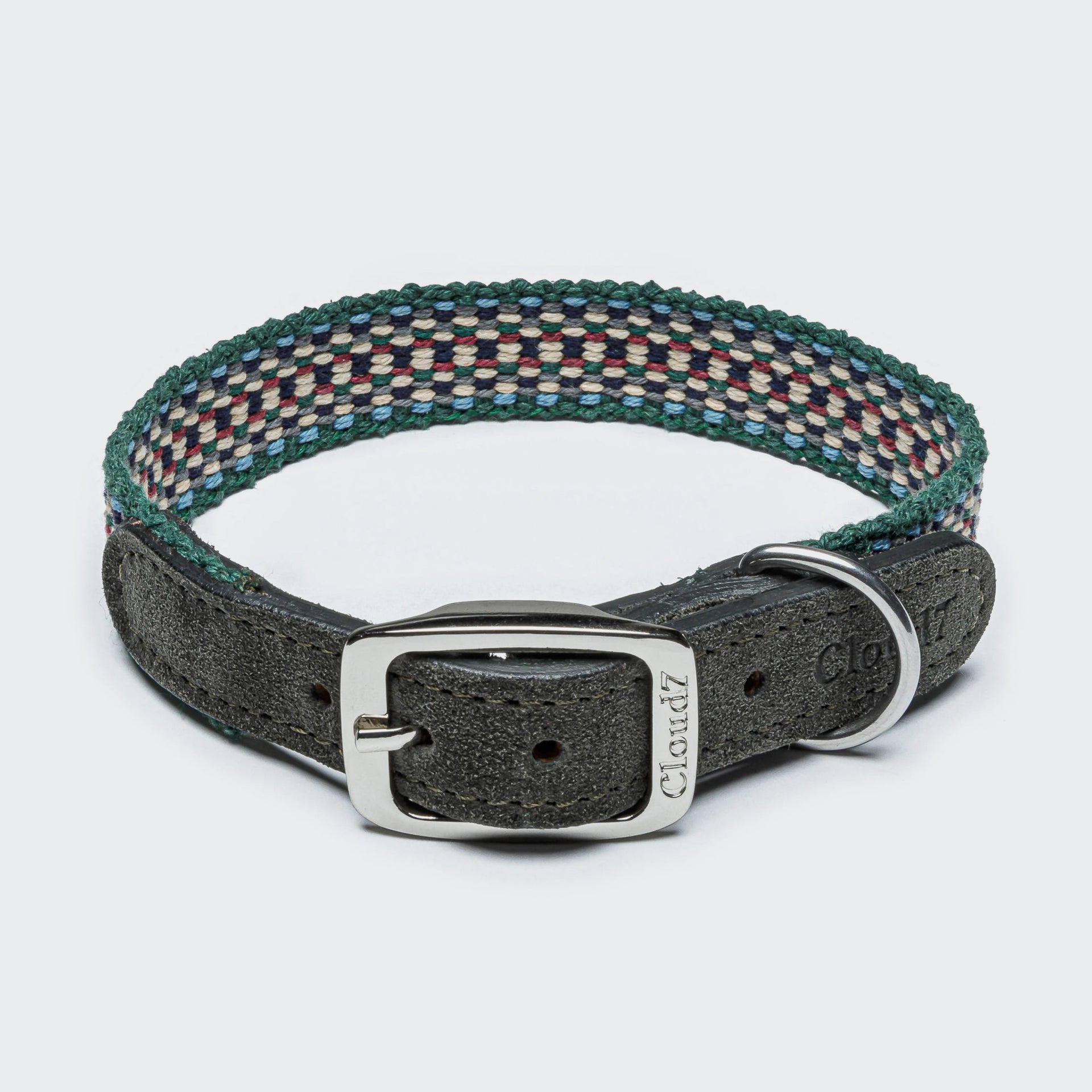 cloud7-hundehalsband-prater-forest-stoff-leder-blau-gr-n-wei-hellbraun image 1